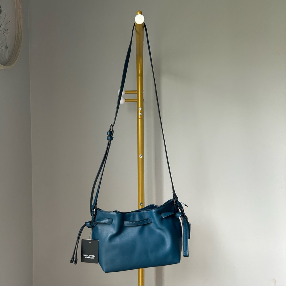 Simply Vera Vera Wang Melea Faux Leather Drawstring Crossbody Purse NEW